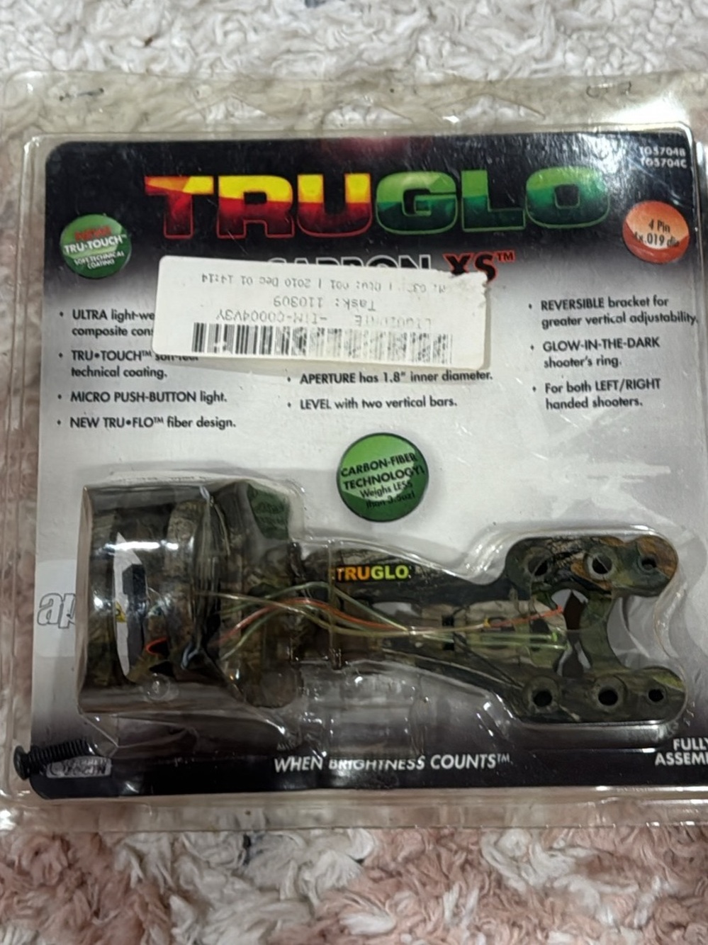 Tru-Glo Carbon XS Camo 4 Pin Archery Sight